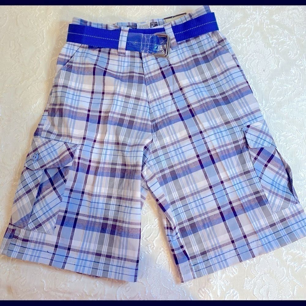 Pacific Blue Boys Plaid Fashion Shorts size:12